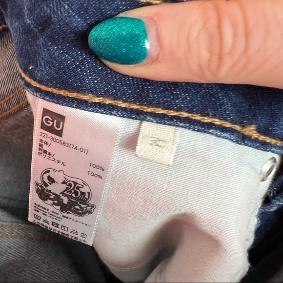 Sailor Moon Meets GU Cropped Fray Hem Jeans, size Medium - Picture 3 of 11